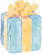 Gift Present Watercolor Illustration